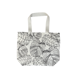 Large Zipper tote bag-Large Monstera Scattered