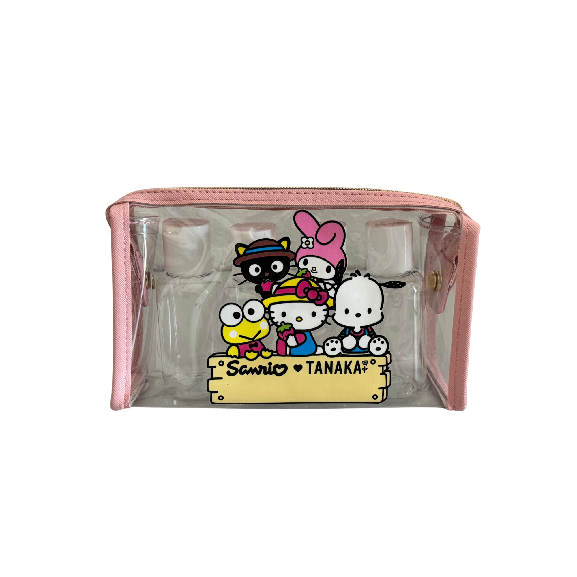Limited edition-Clear toiletry bag with 4 bottles Design 7a