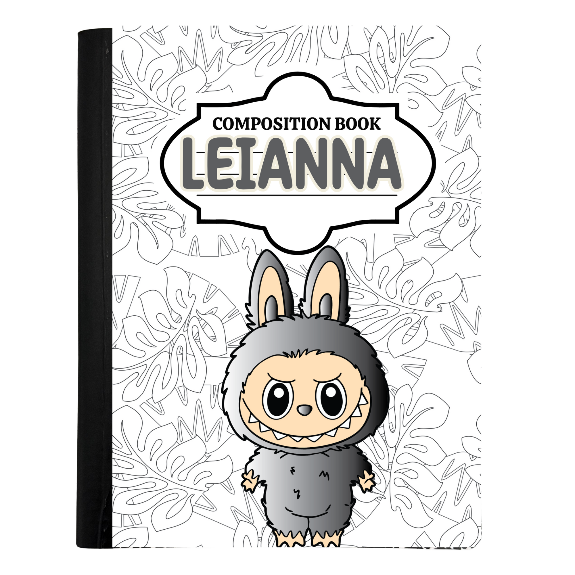 Personalized composition/Travel composition notebooks-Monstera Monster