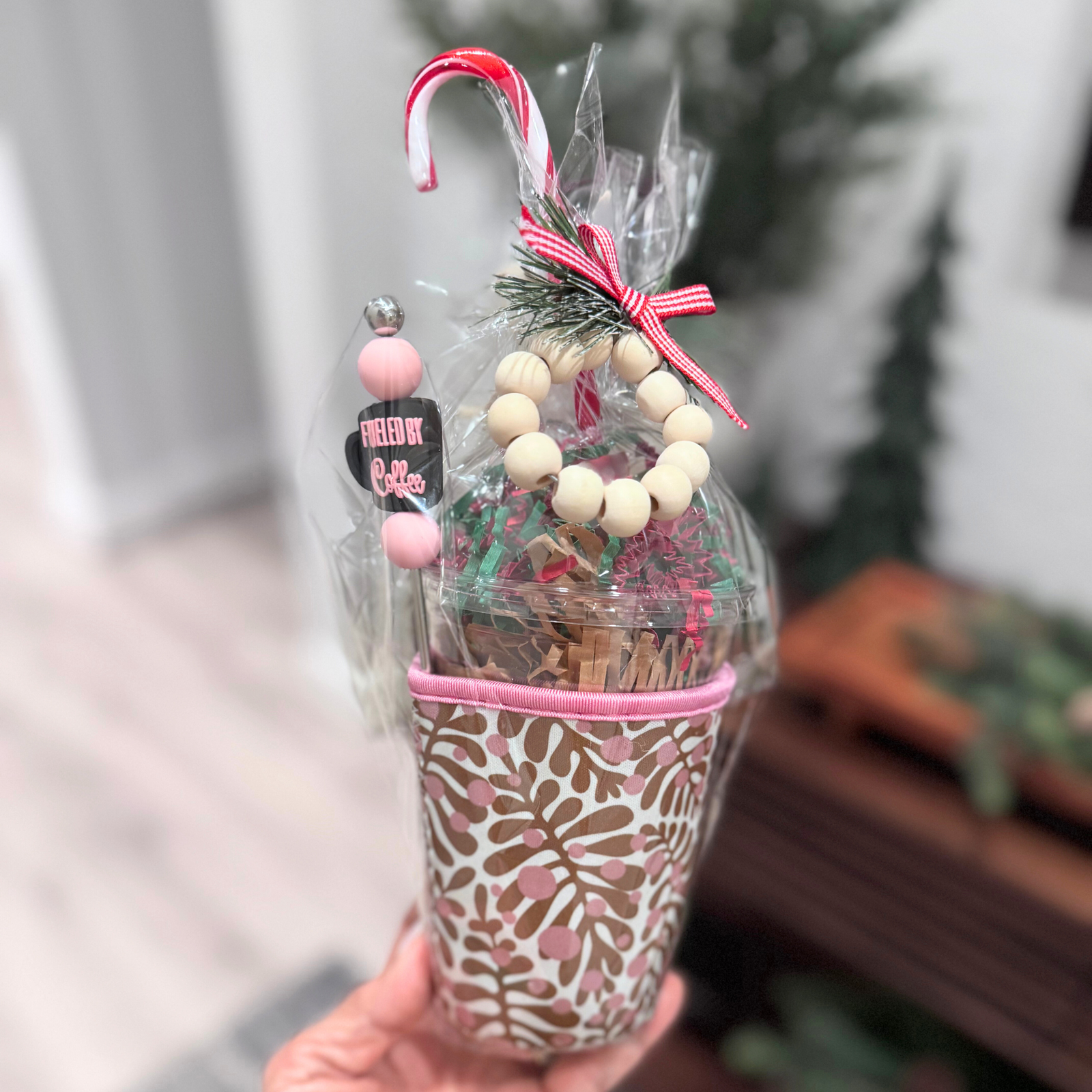 Neoprene Cup Cozy Gift set-Brown flourish