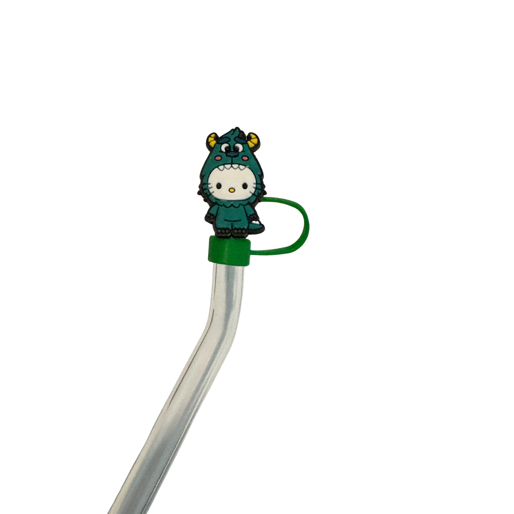 Limited edition-Silicone Straw topper-Green Kitty Monster
