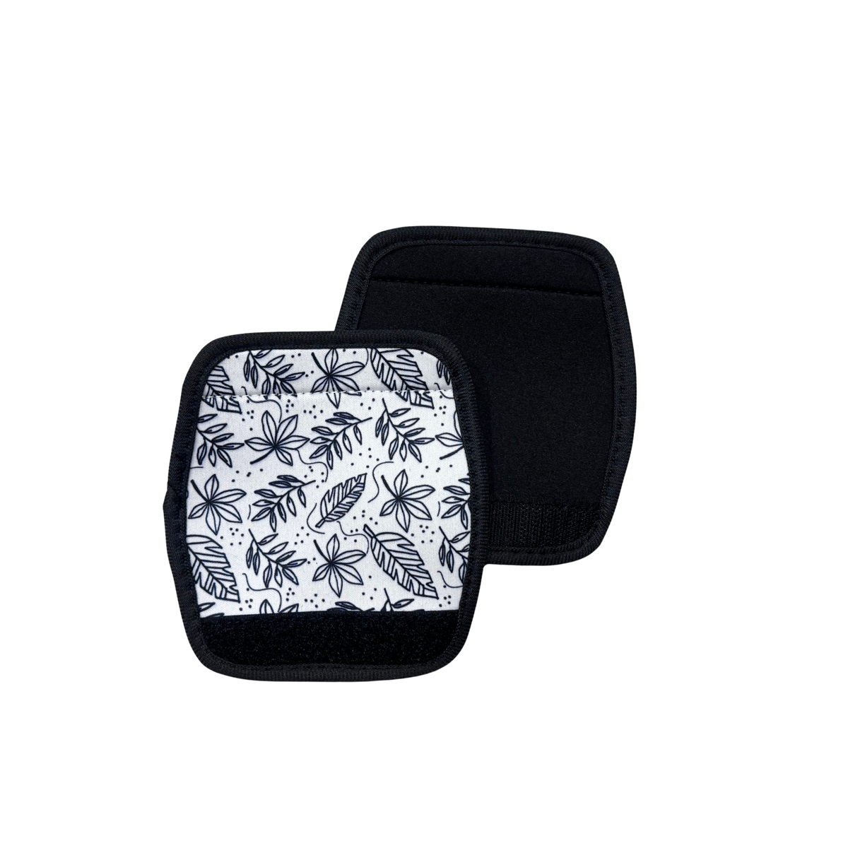 Neoprene Luggage Handle Wrap Set – Black Leaves