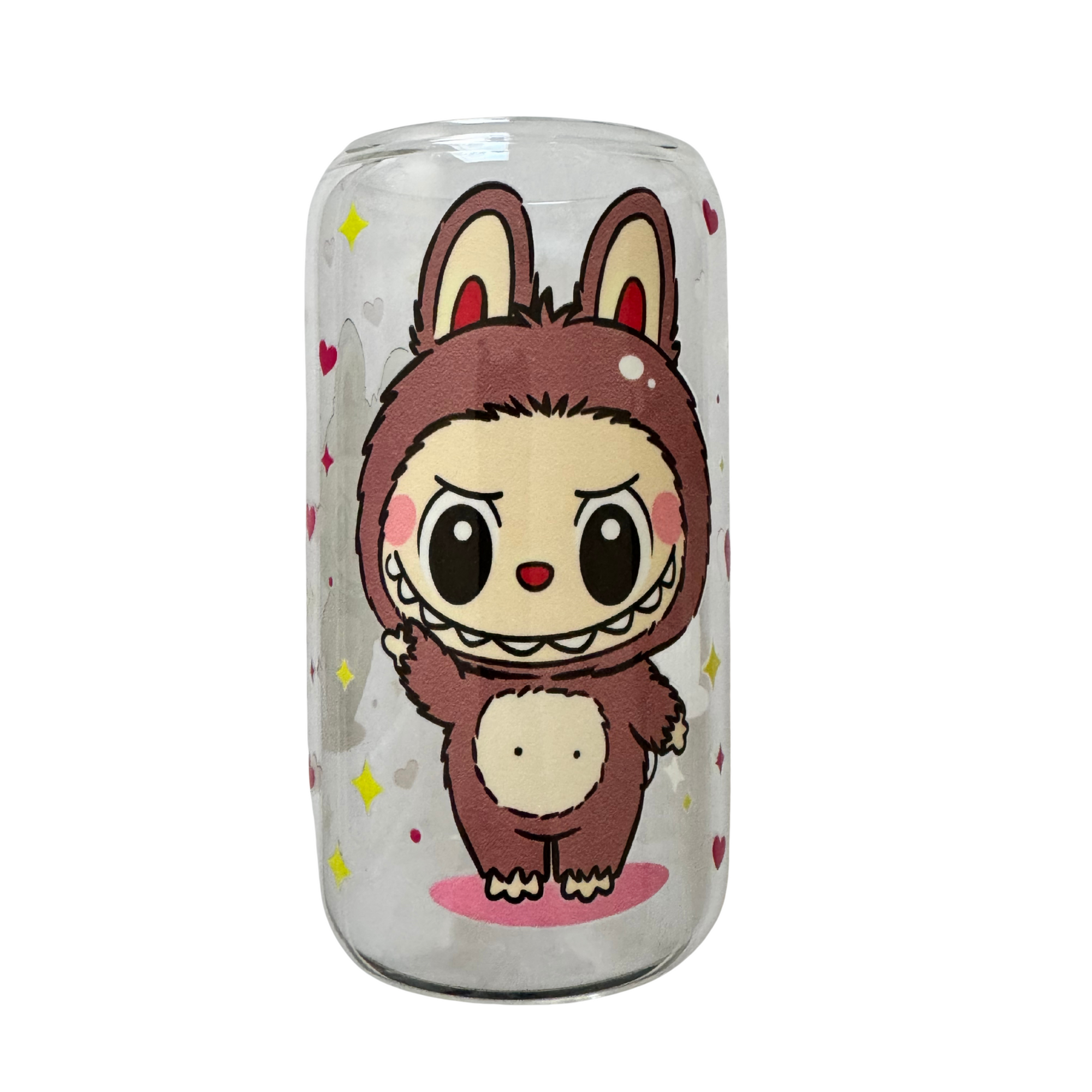Limited edition-Glass tumbler with bamboo lid and glass straw-Design 6