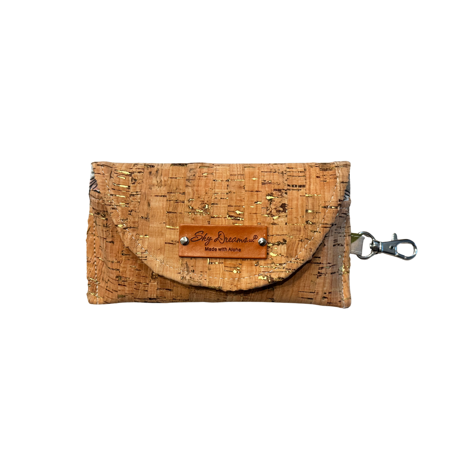 Eyewear case w/ keyhook-Cork w/ Botanical Garden