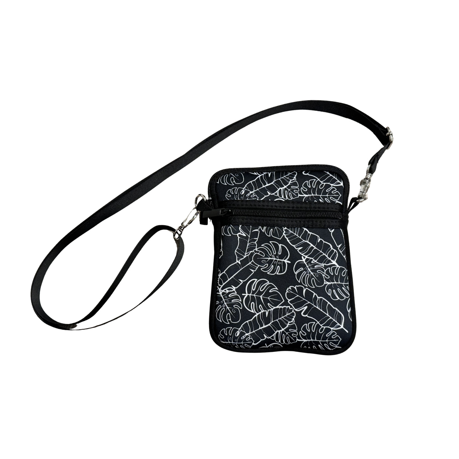Neoprene Crossbody travel sling-Na Lau Aloha Black