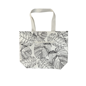 Large Zipper tote bag-Large Monstera Scattered