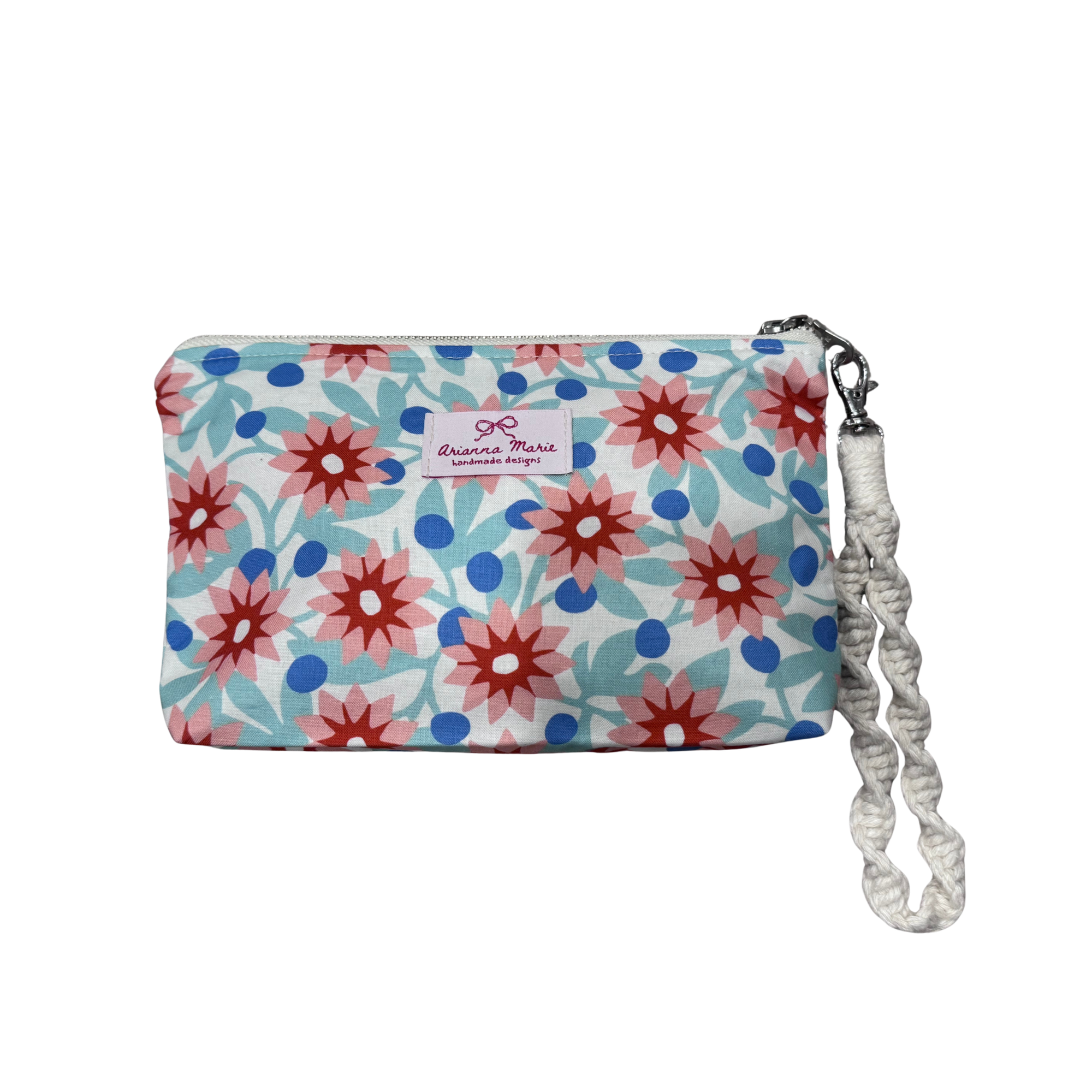 Arianna Marie zipper pouch-Pink & Red burst florals-Limited edition