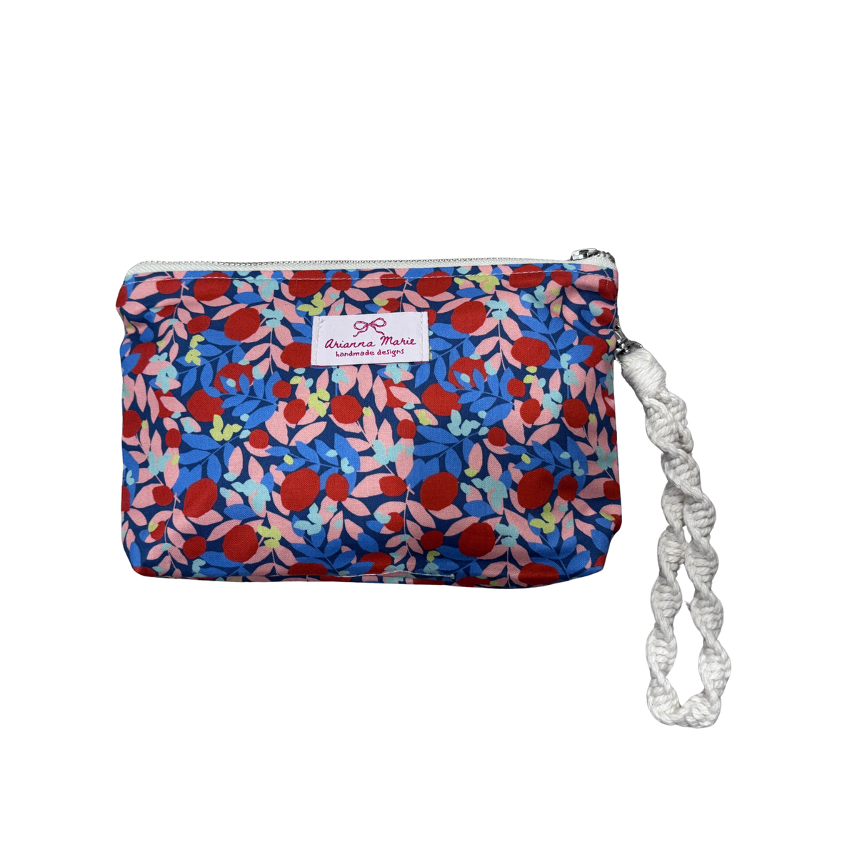 Arianna Marie zipper pouch-Red berries floral