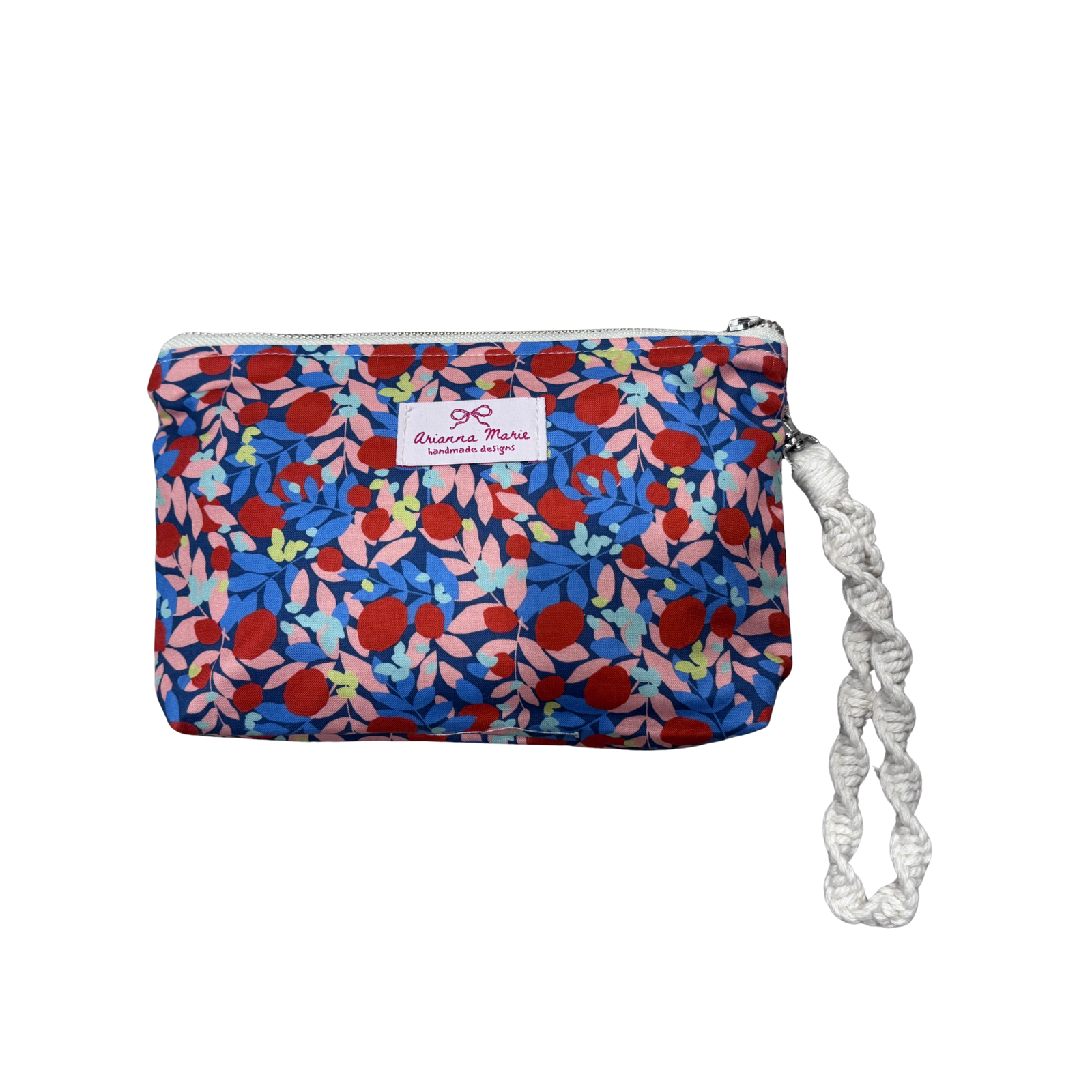 Arianna Marie zipper pouch-Red berries floral