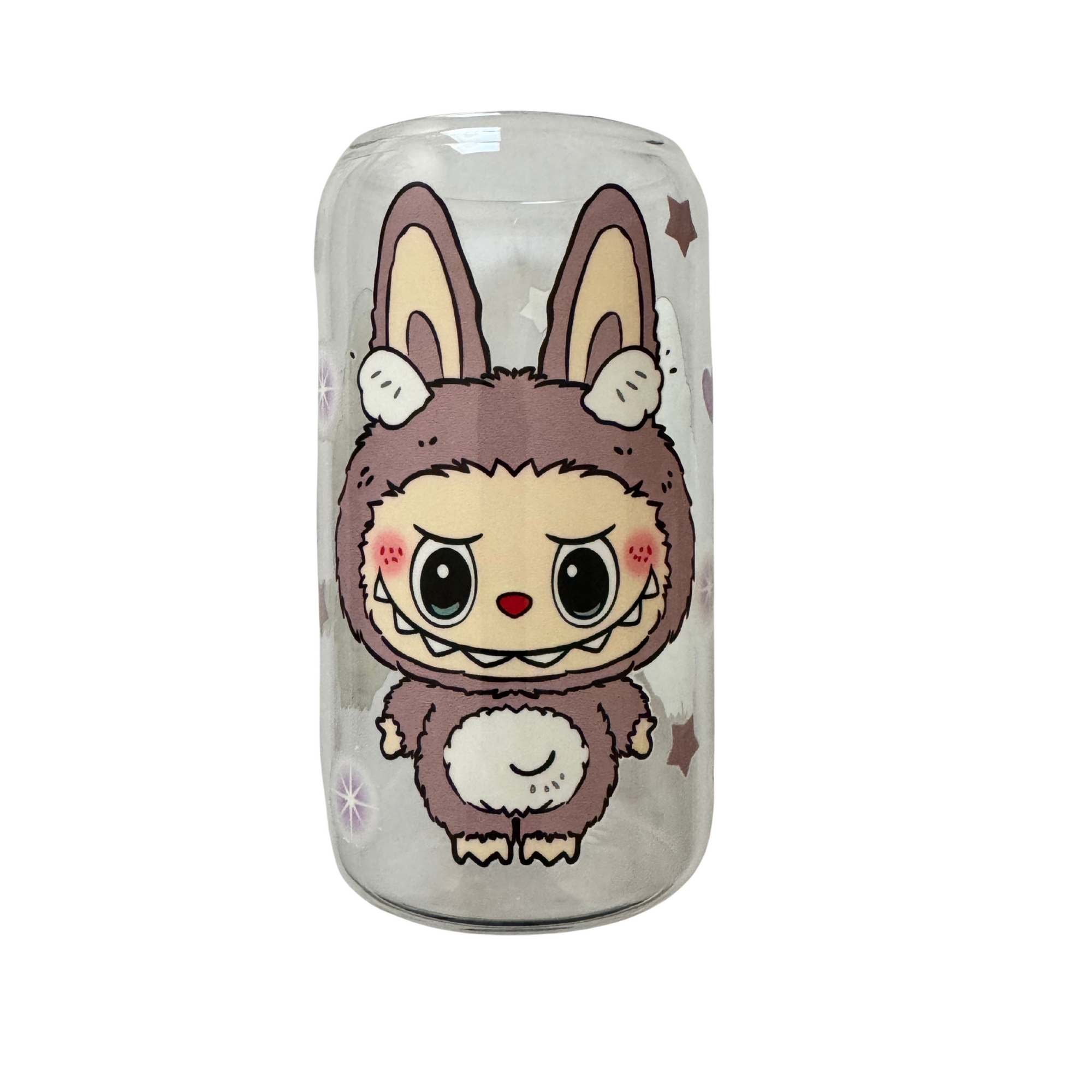 Limited edition-Glass tumbler with bamboo lid and glass straw-Design 7