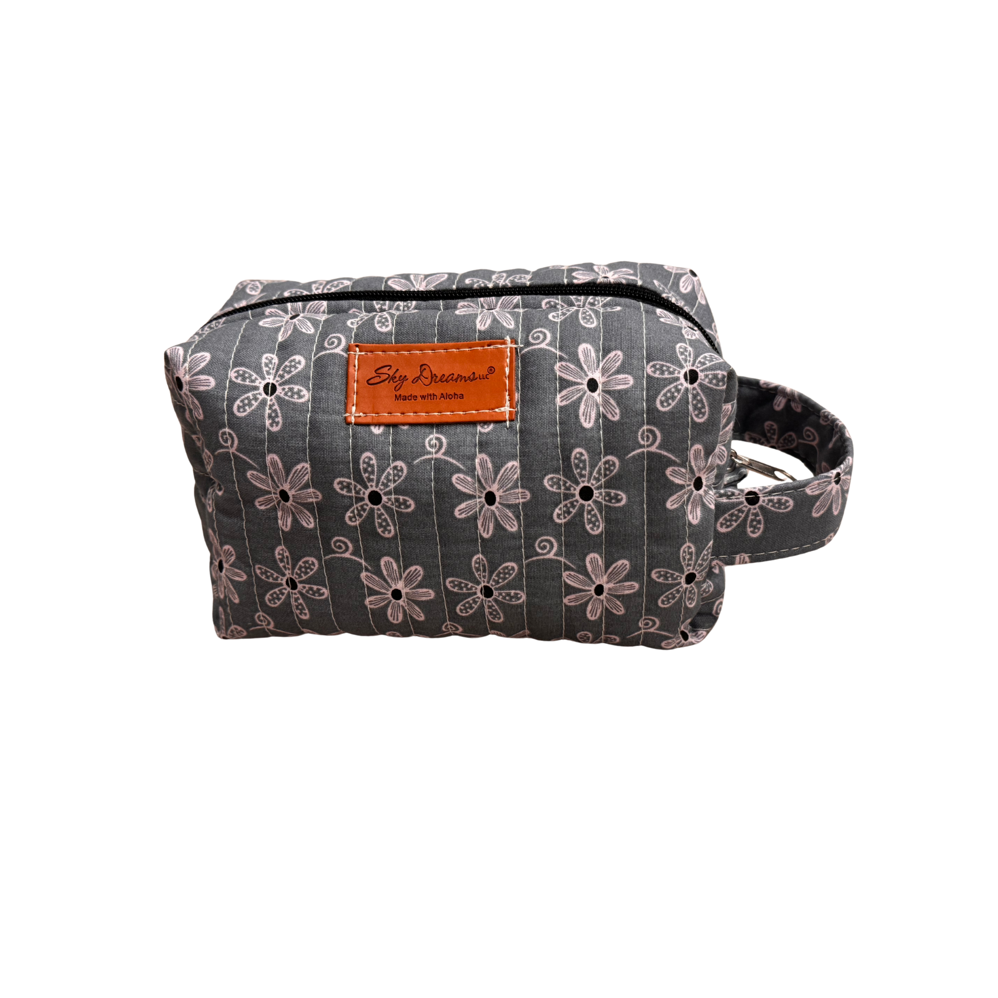 Mini Jet set cosmetic bag-Quilted Grey Daisy