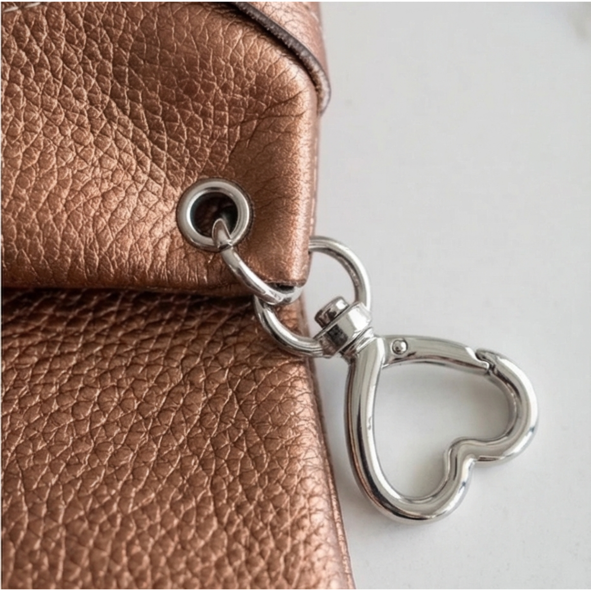Vegan leather tissue bag charm-Tan