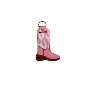 Neoprene Lipstick + Lip Balm Bag Charm – Pink Boots