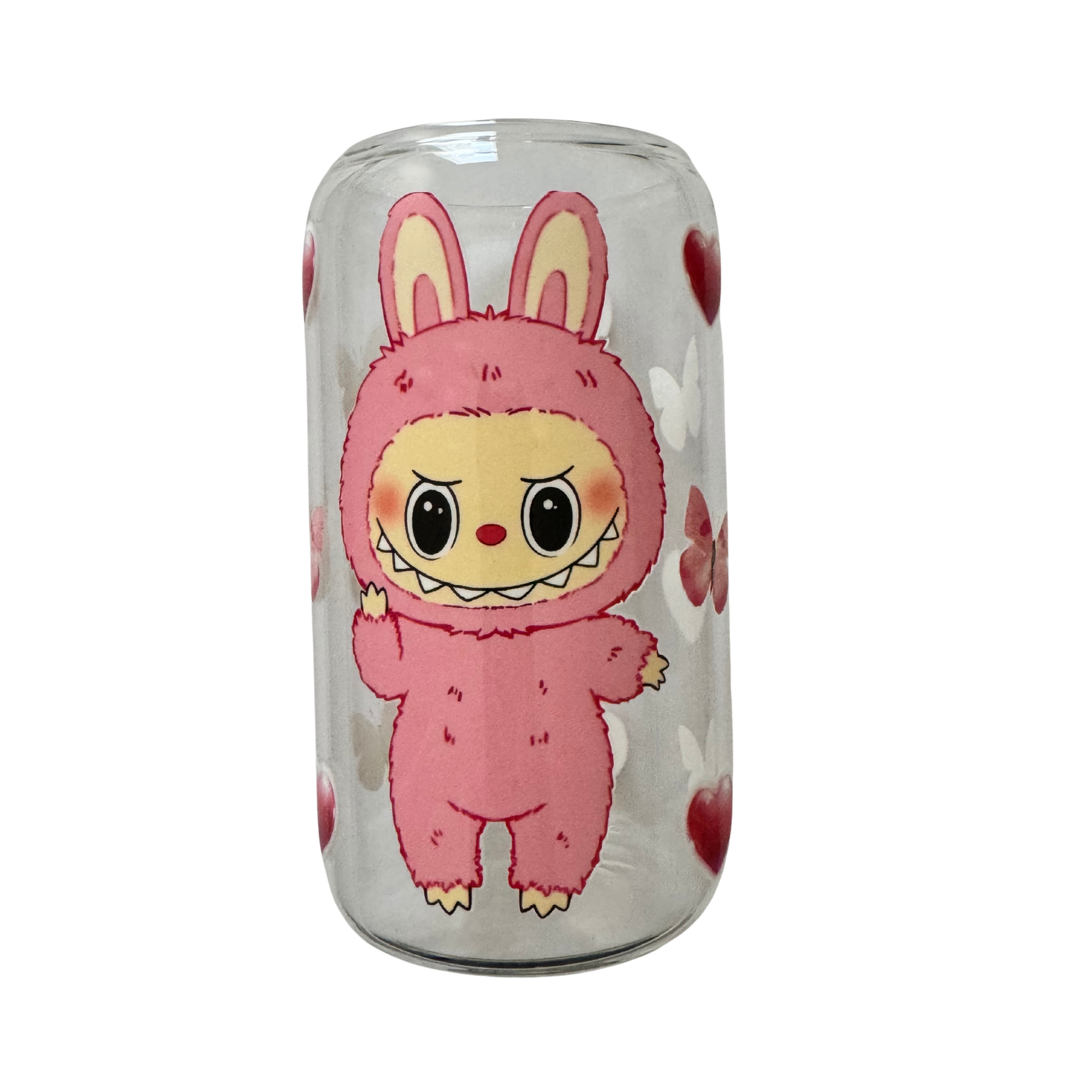 Limited edition-Glass tumbler with bamboo lid and glass straw-Design 8