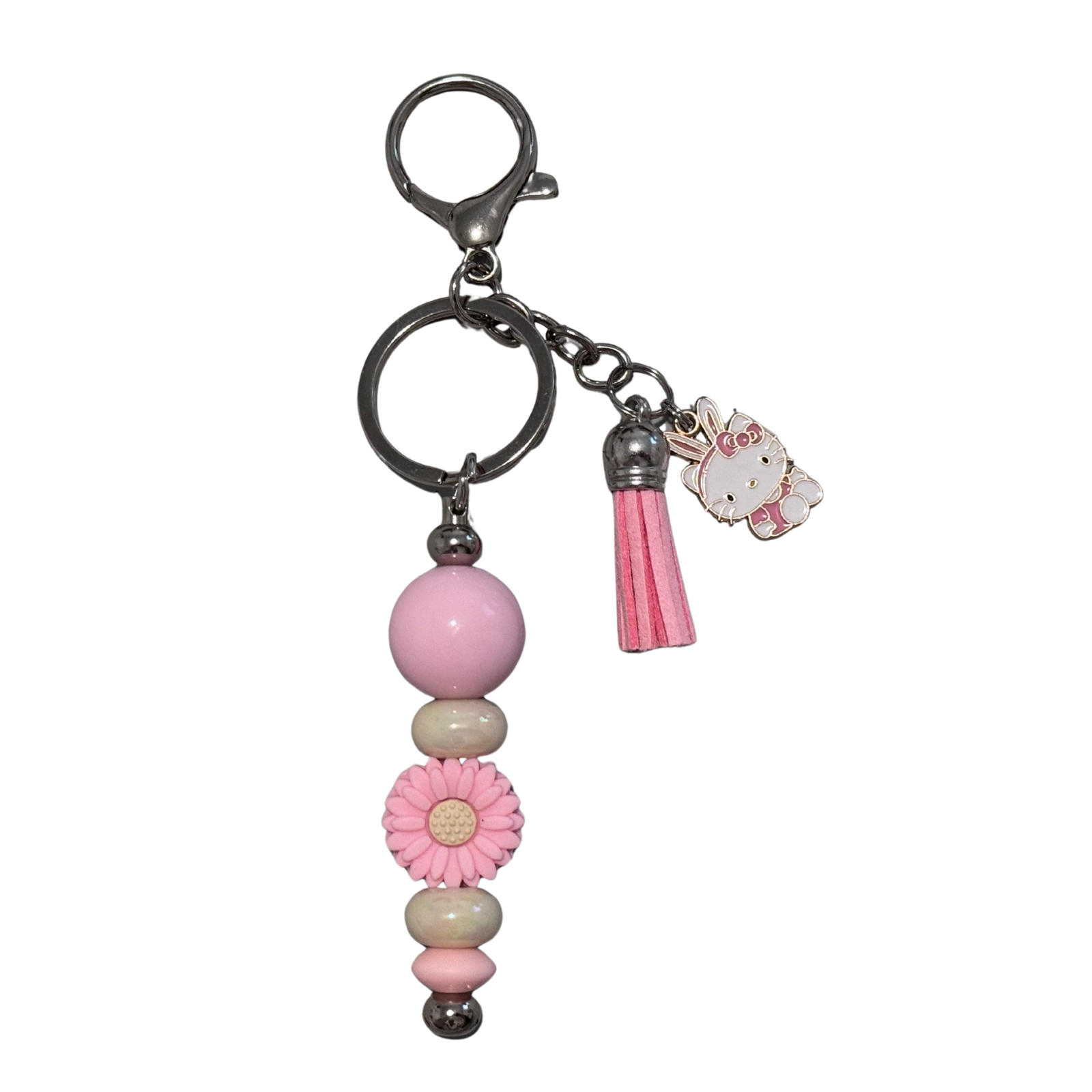 Violet's Sparkle shop-Beaded keychain pink kitty