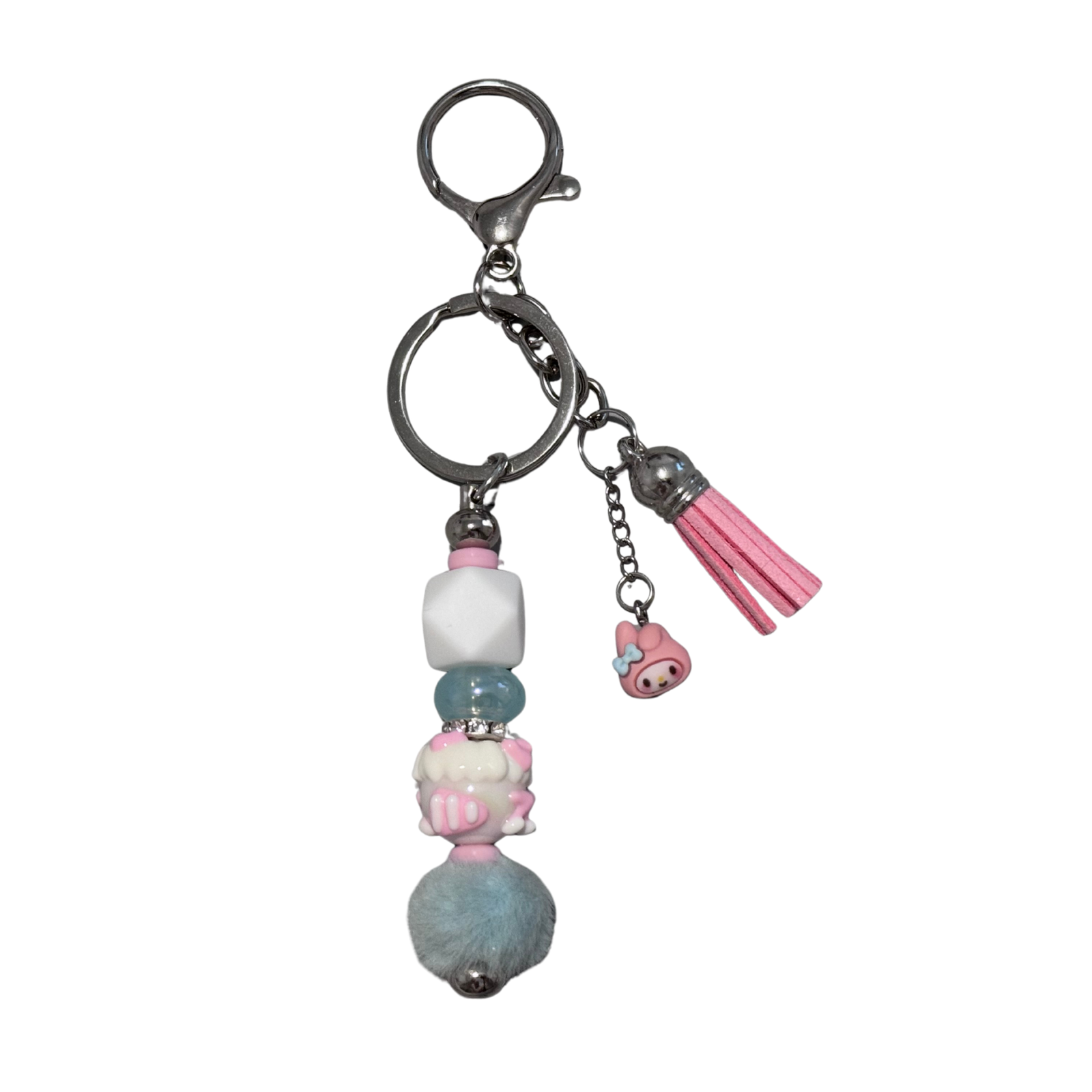 Violet's Sparkle shop-Beaded keychain pink tassel