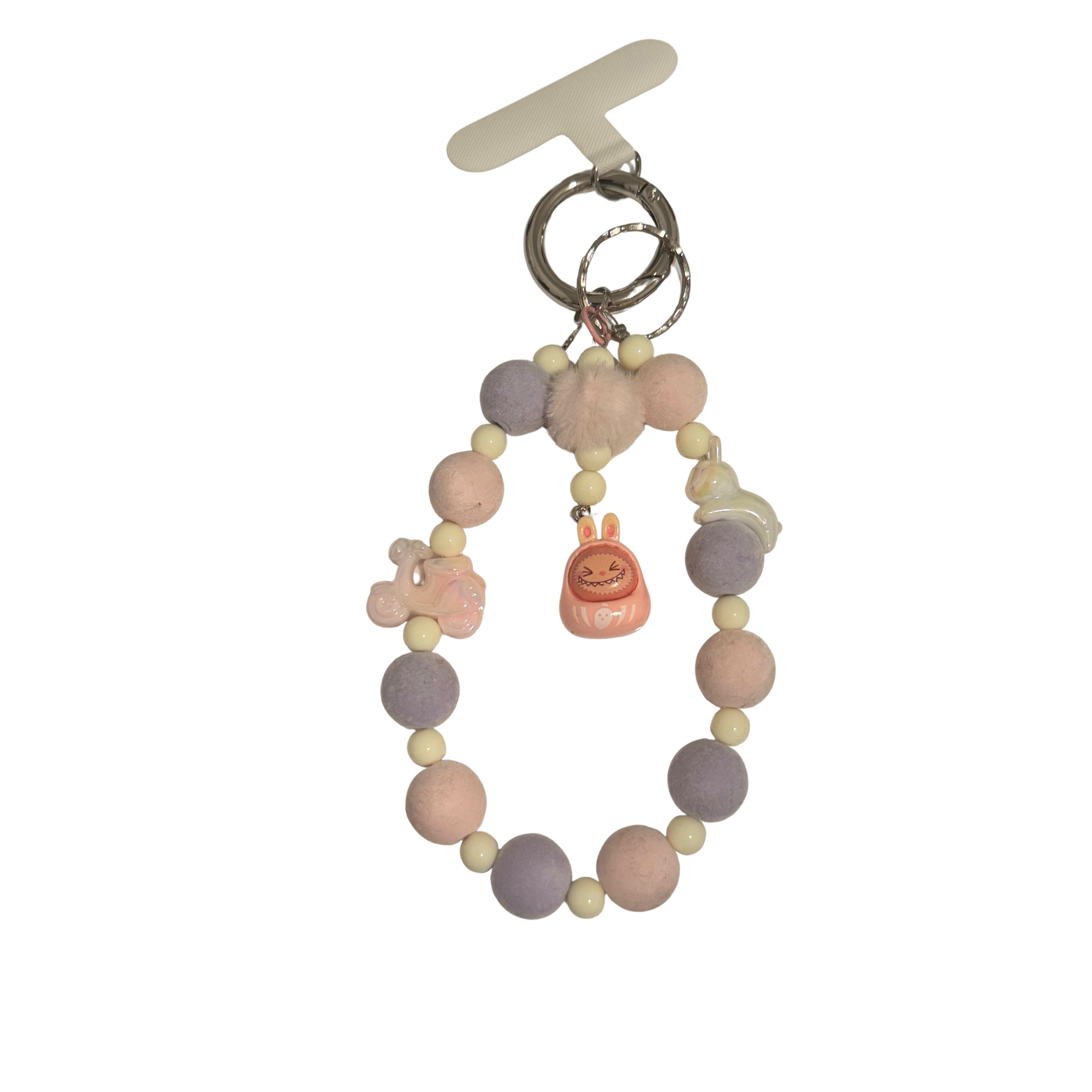 Limited edition-Phone/Key Chain wristlet strap Beads and charms-Design 8