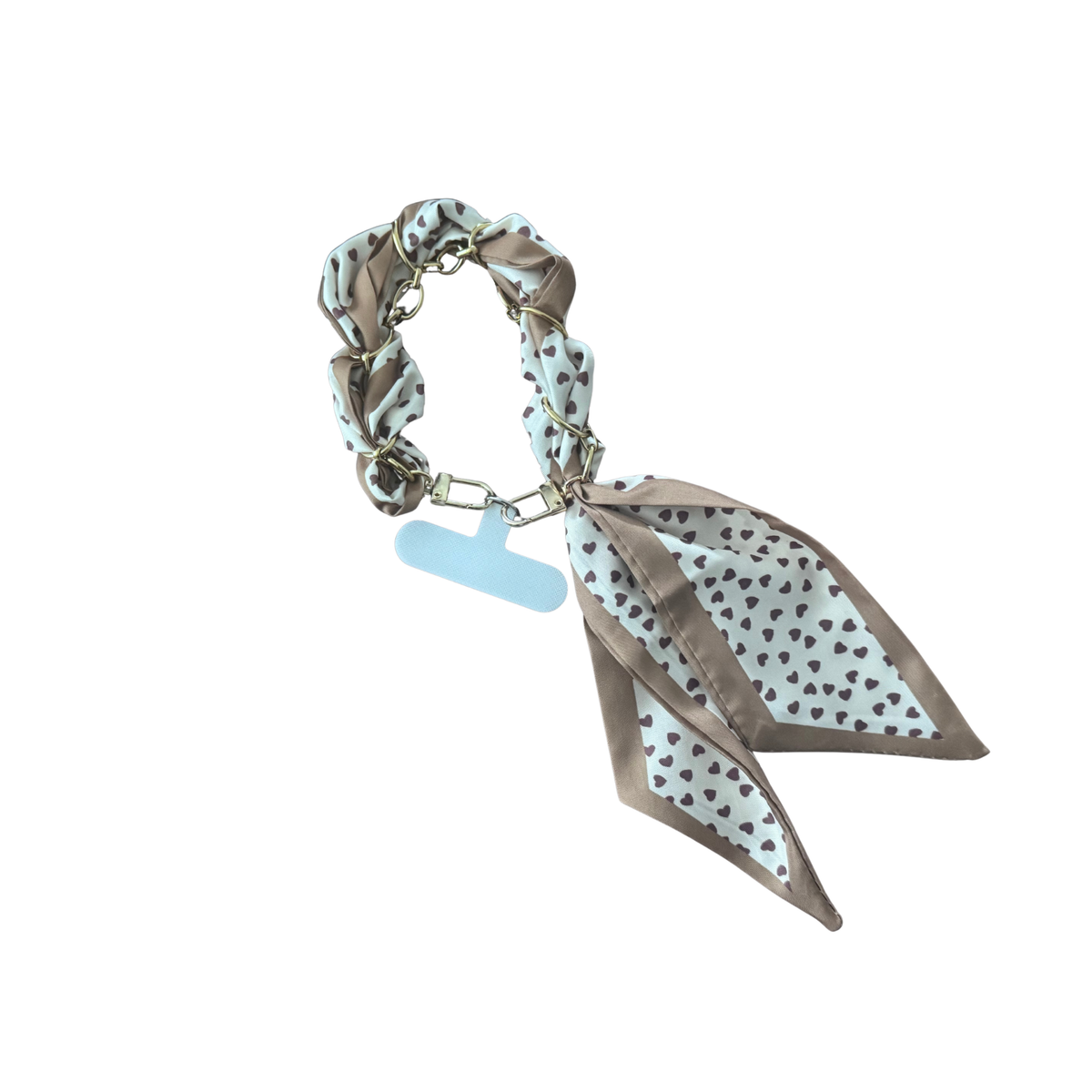 Scarf phone wristlet-Mini brown hearts