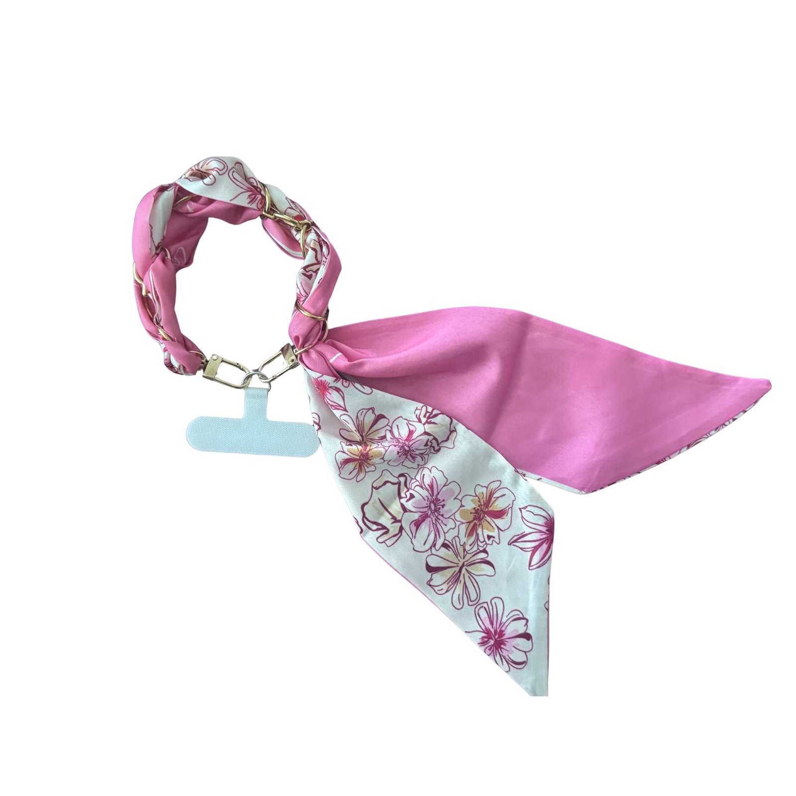 Scarf phone wristlet-Pink flowers