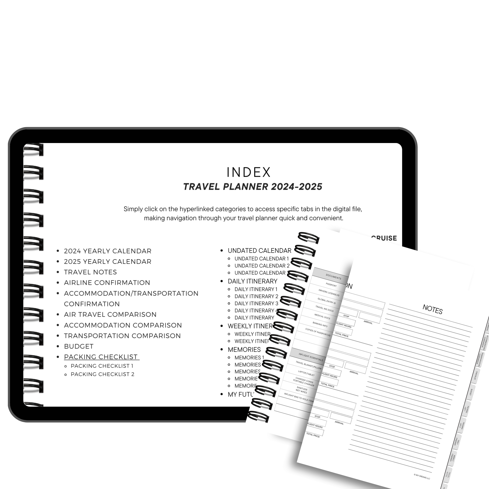 Digital Travel Planner for Annotation App-Rose Gold Hibiscus