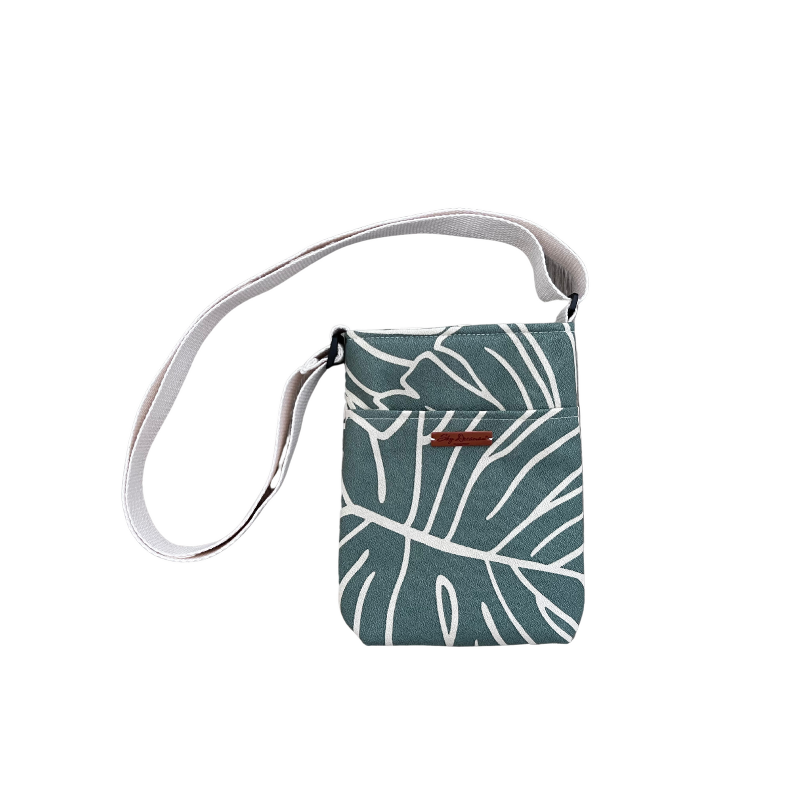 Sky Water bottle crossbody sling-Sage Monstera