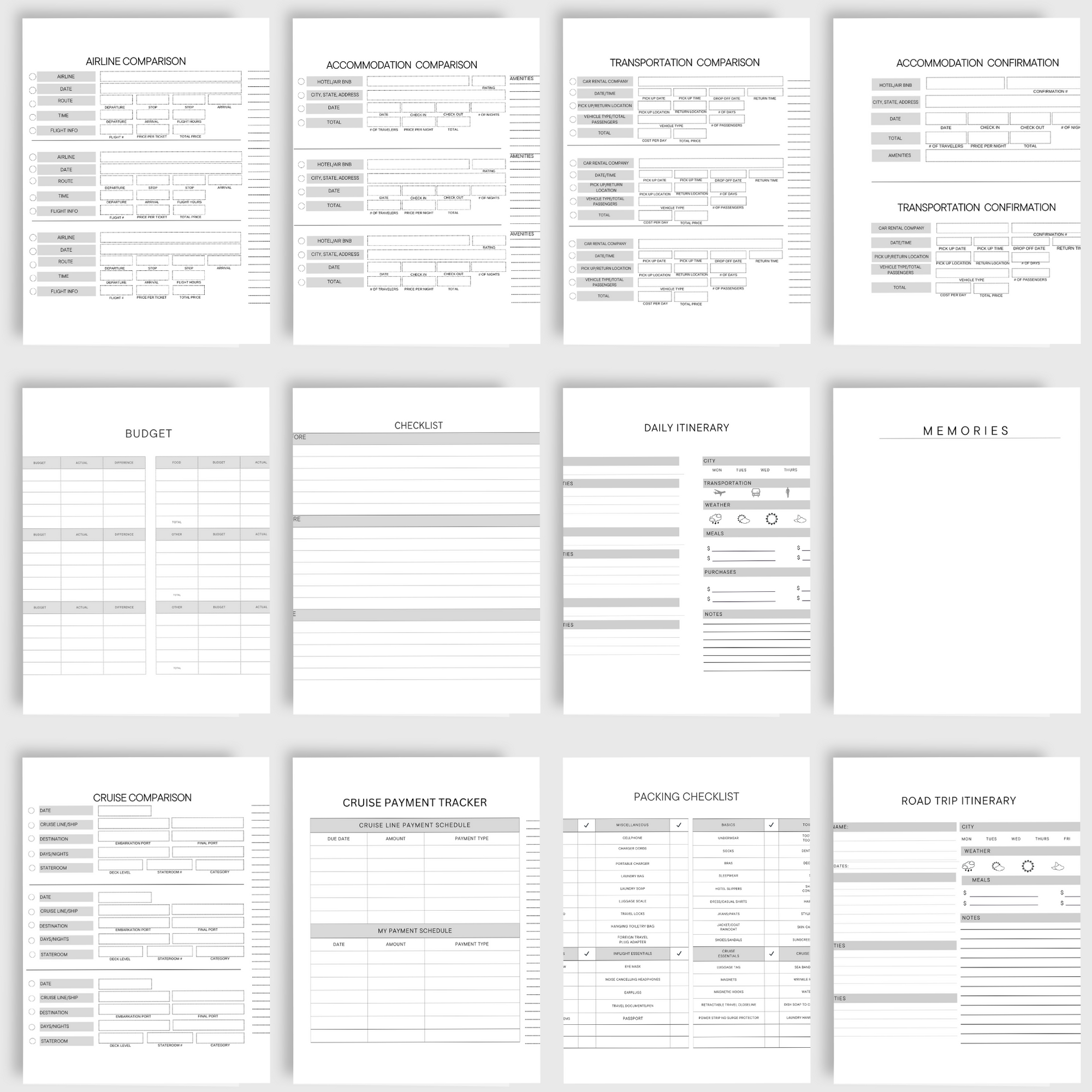 Digital Travel Planner A4 Printable-Large Monstera Scattered