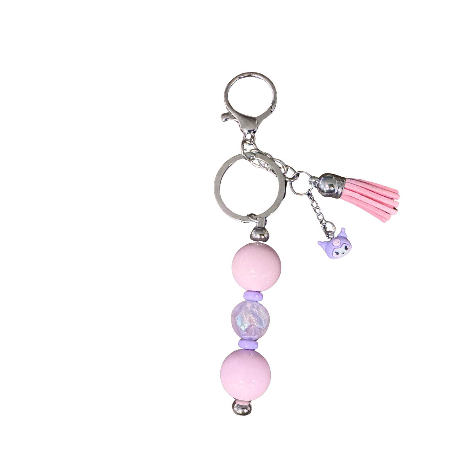 Violet's Sparkle shop-Beaded keychain Pink beads and pink tassel