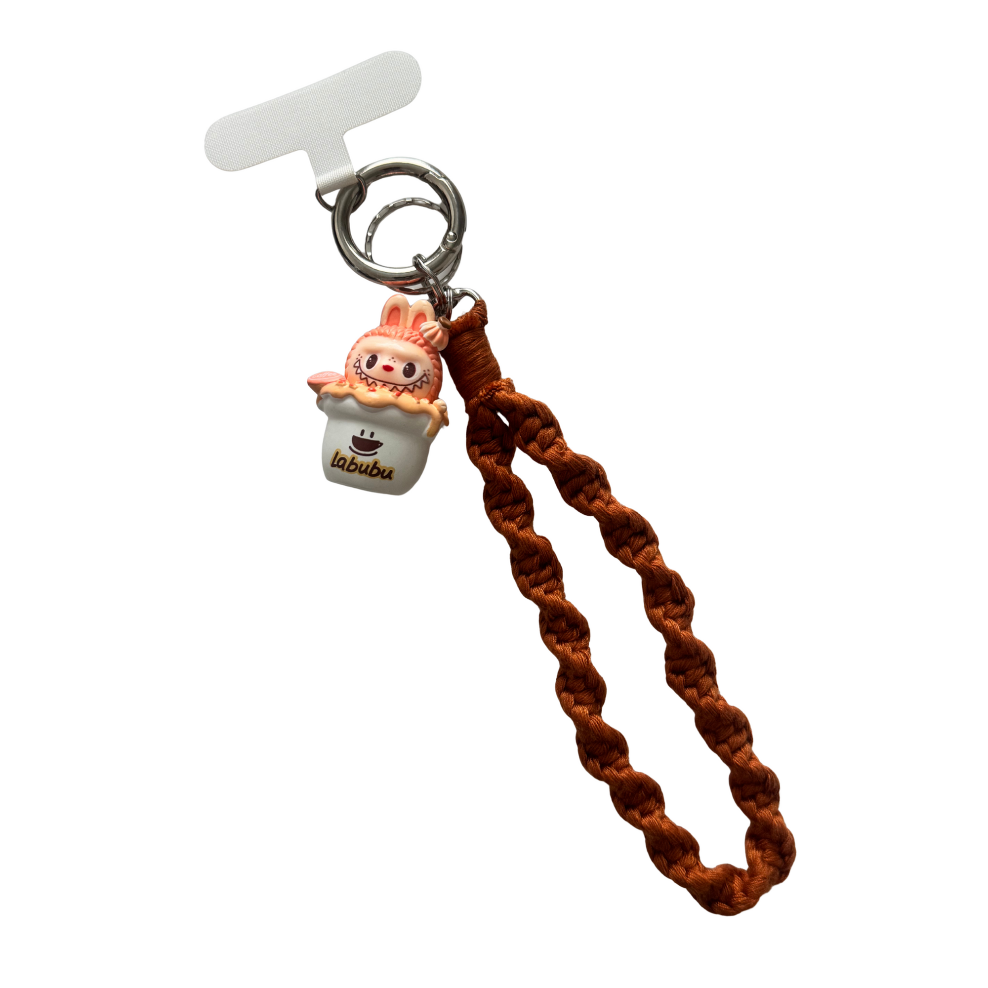 Limited edition-Phone/Key Chain wristlet strap-Macrame burnt orange-Design 1