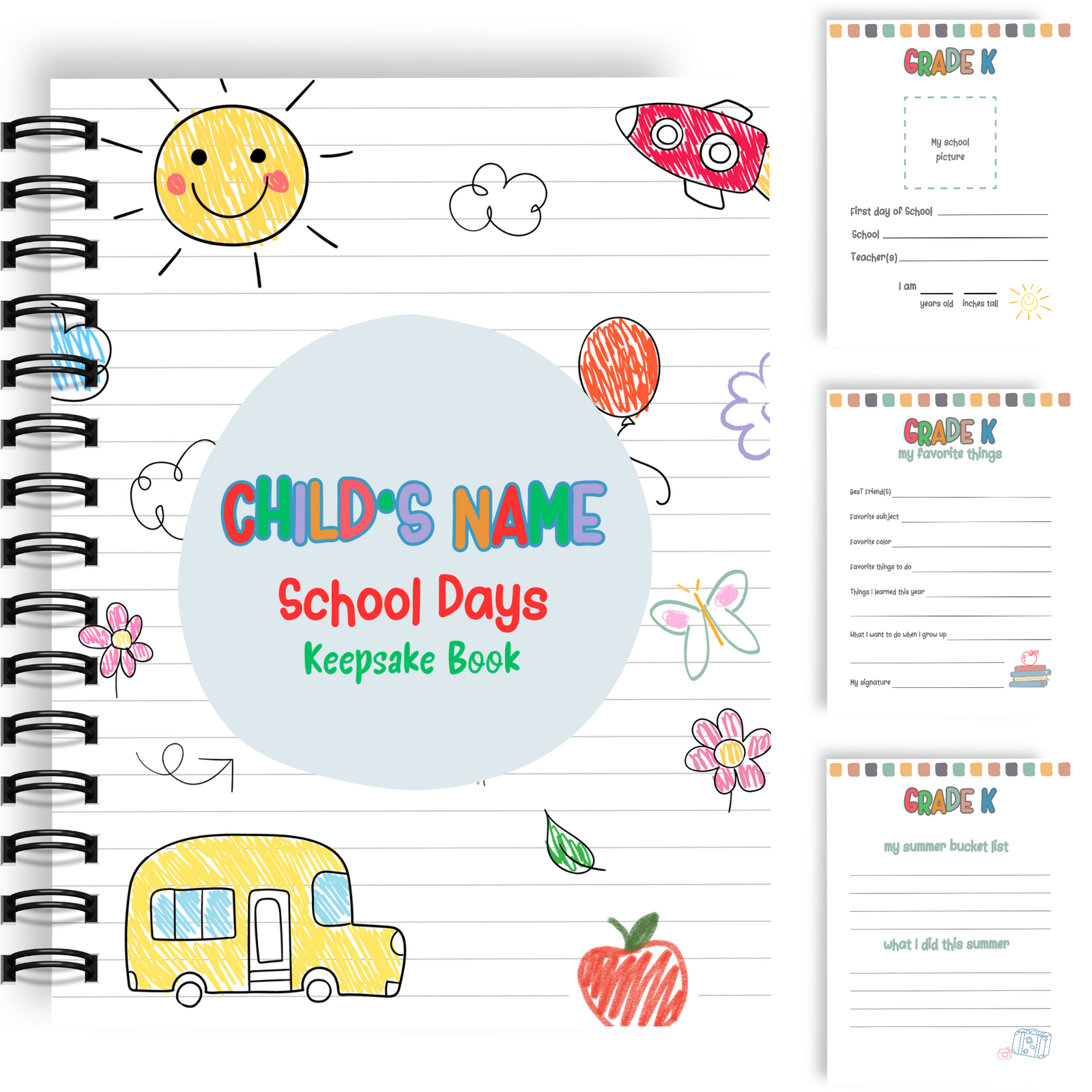Customized School Days Keepsake Book Grade K-6