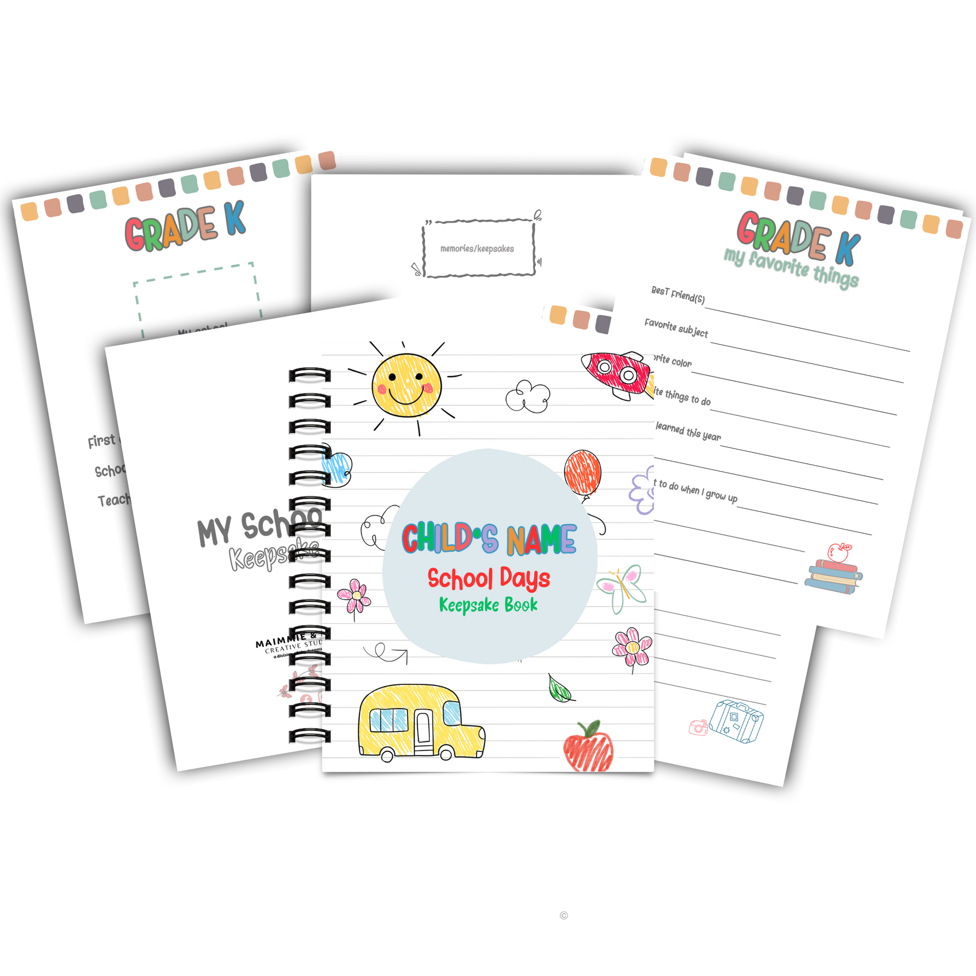 Customized School Days Keepsake Book Grade K-6