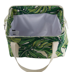 Large Insulated Toiletry/Lunch bag-Green Monstera